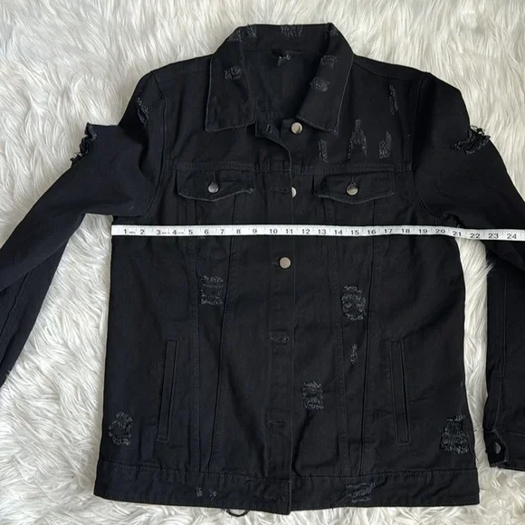 American Bazi Black Denim Jacket Size L - Picture 7 of 8